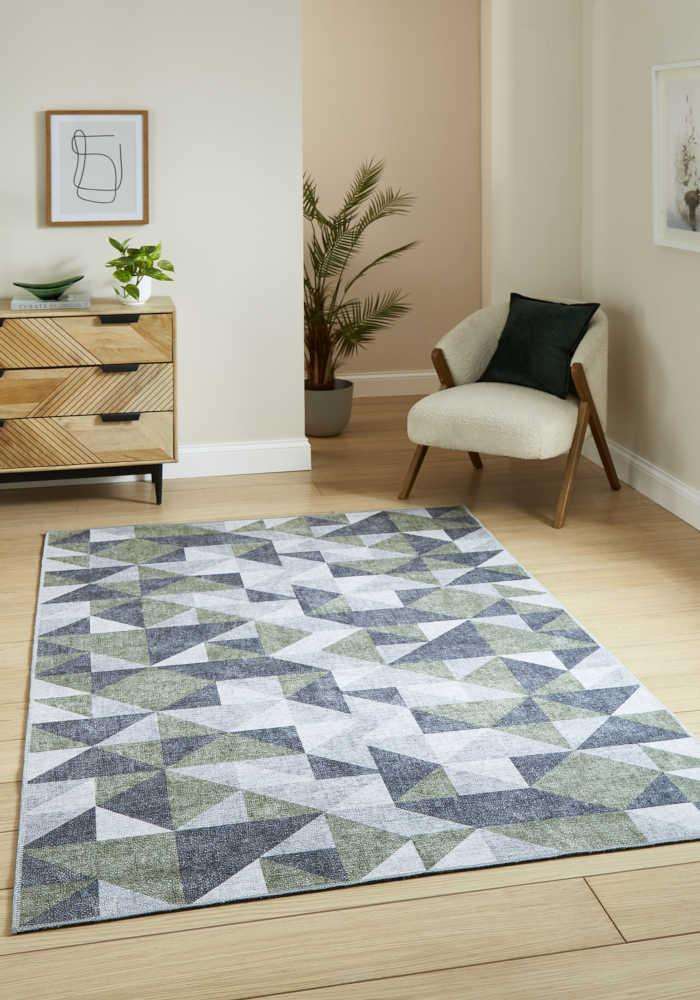 Coral H1057 Green/Grey Rug by Think Rugs image 4